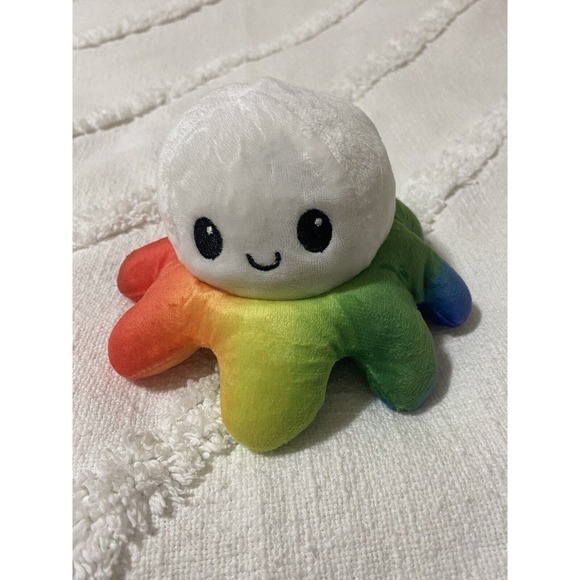 Octopus TeeTurtle Moody Happy Sad Reversible Rainbow Plush Small - Picture 1 of 4